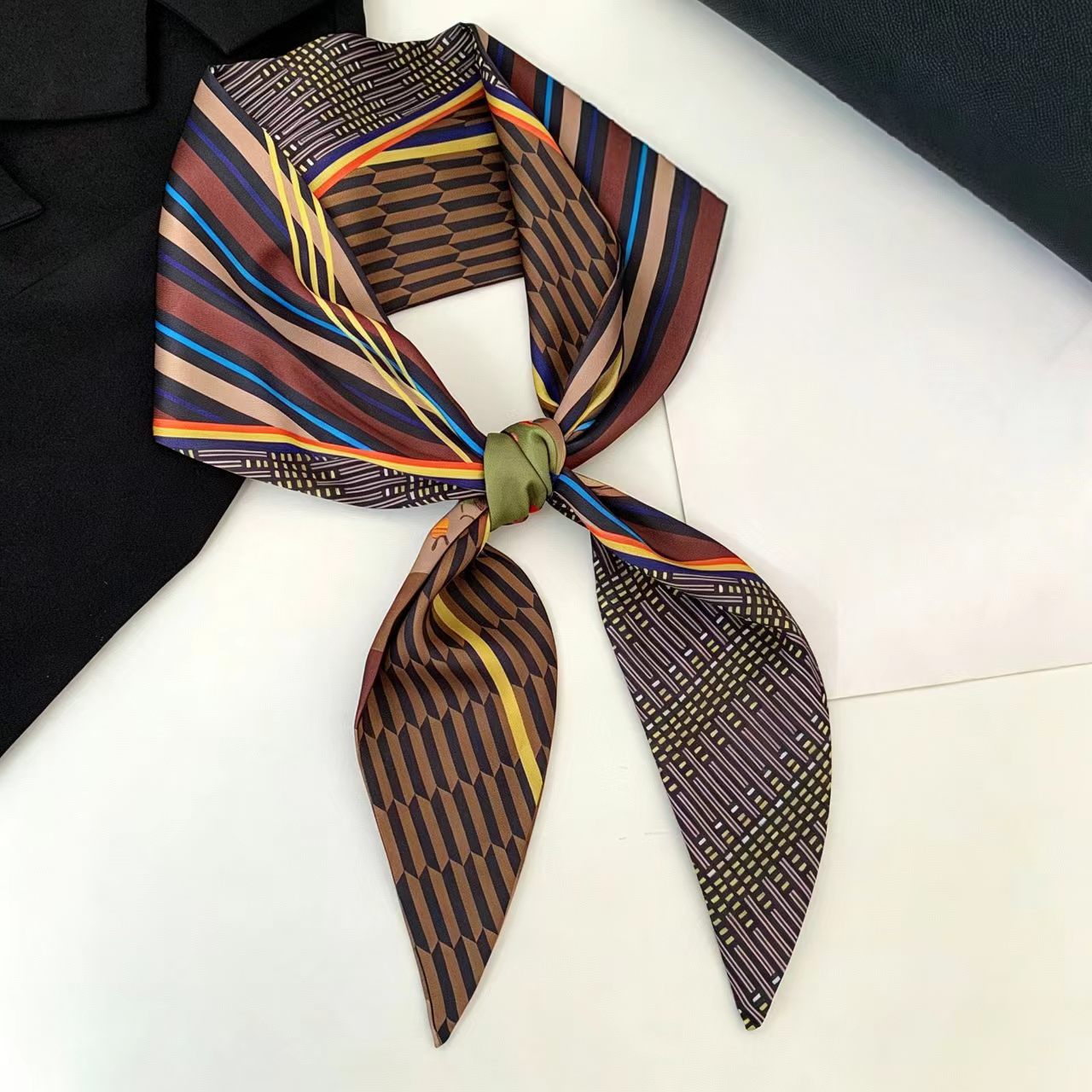 Face Scarf Mask - Luxury Print Long Hair Ribbon Bevel