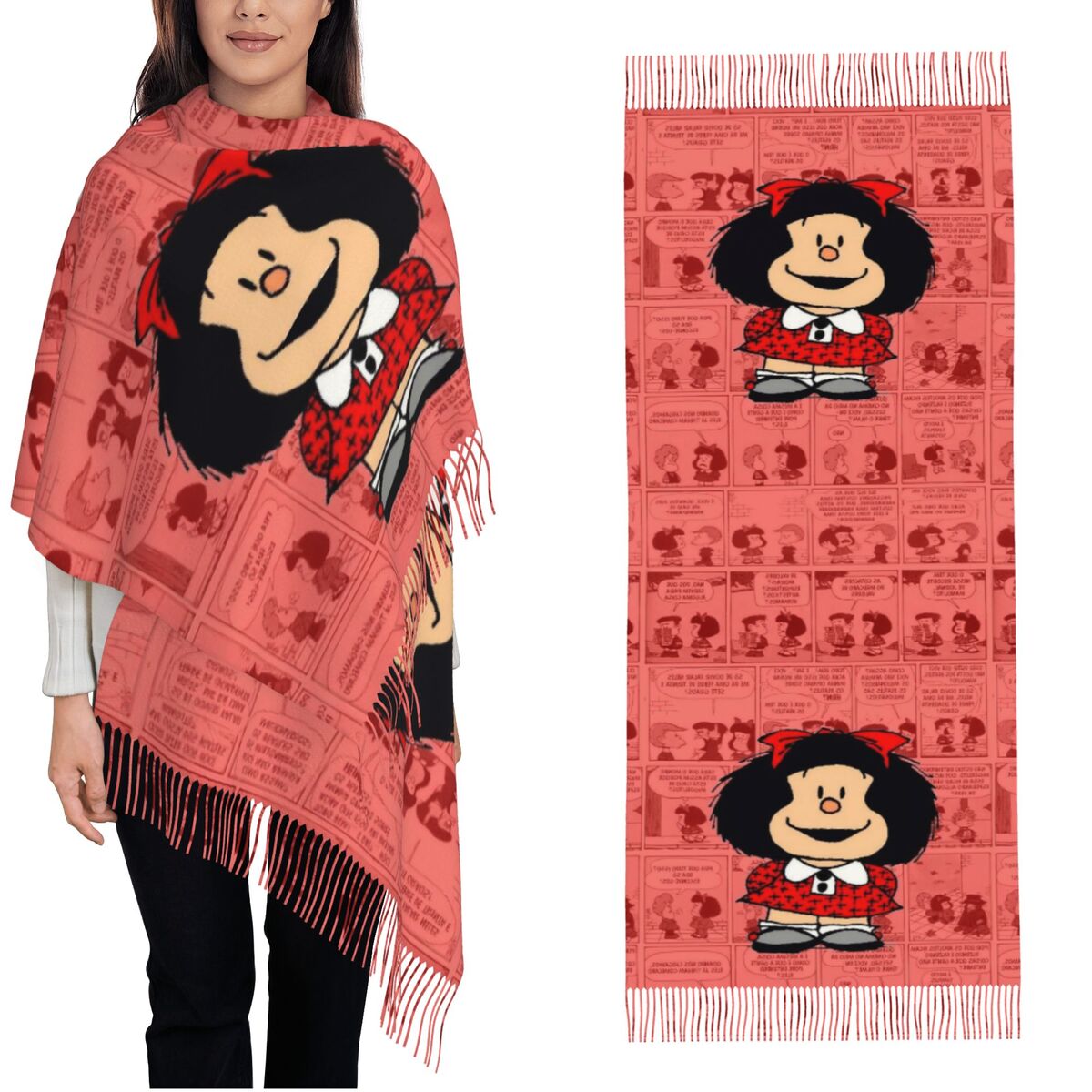 Women's Tassel Scarf Mafaldas  - Pashmina Wrap Large recension och pris