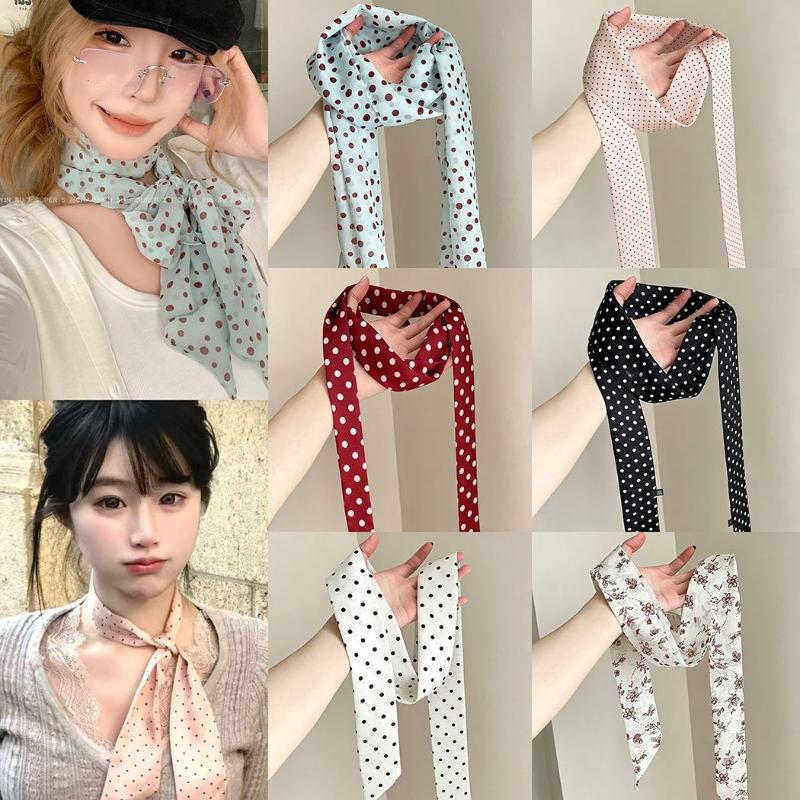 Polka Dot Floral Print Silk Sc - Face Scarf Mask recension och pris