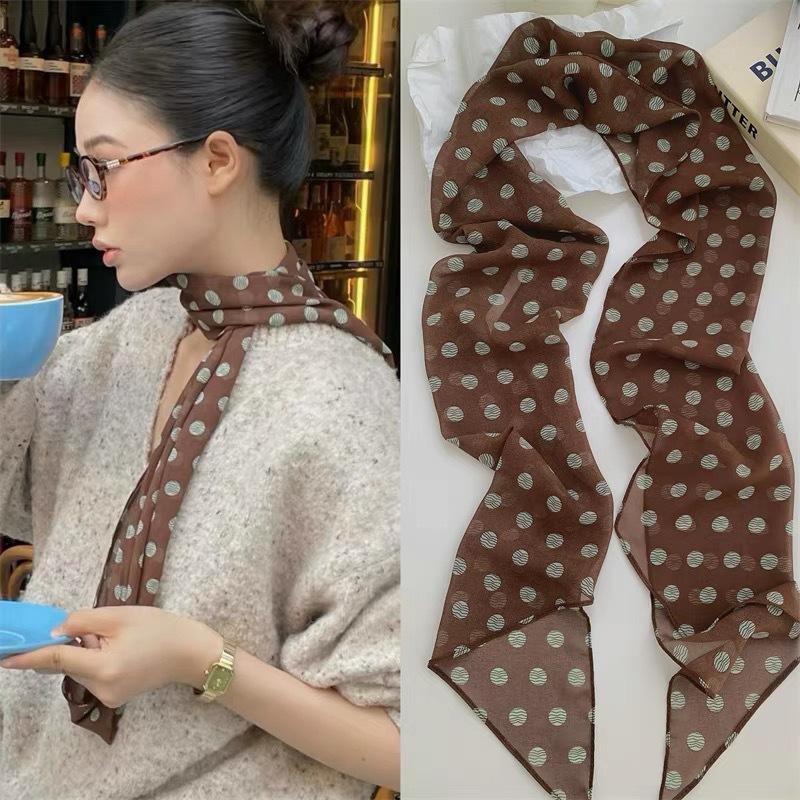 Polka Dot Floral Print Silk Sc - Face Scarf Mask recension och pris