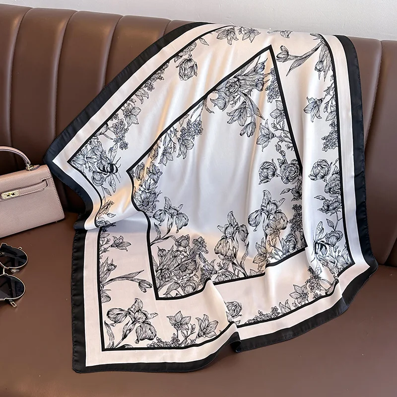 70*70cm Luxury Floral Print Si - Face Scarf Mask recension och pris