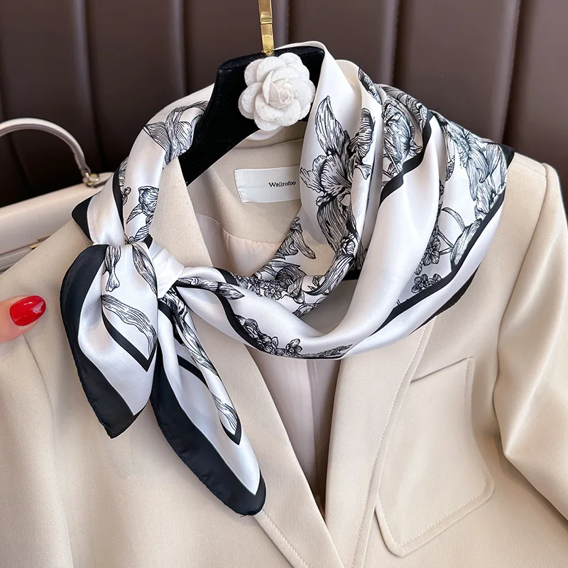 70*70cm Luxury Floral Print Si - Face Scarf Mask recension och pris