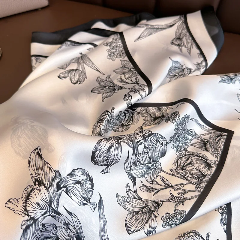 70*70cm Luxury Floral Print Si - Face Scarf Mask recension och pris
