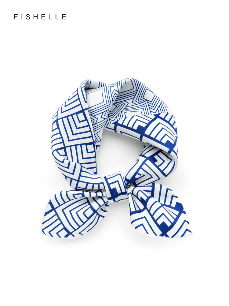 Geometric printed real silk tw - Face Scarf Mask recension och pris