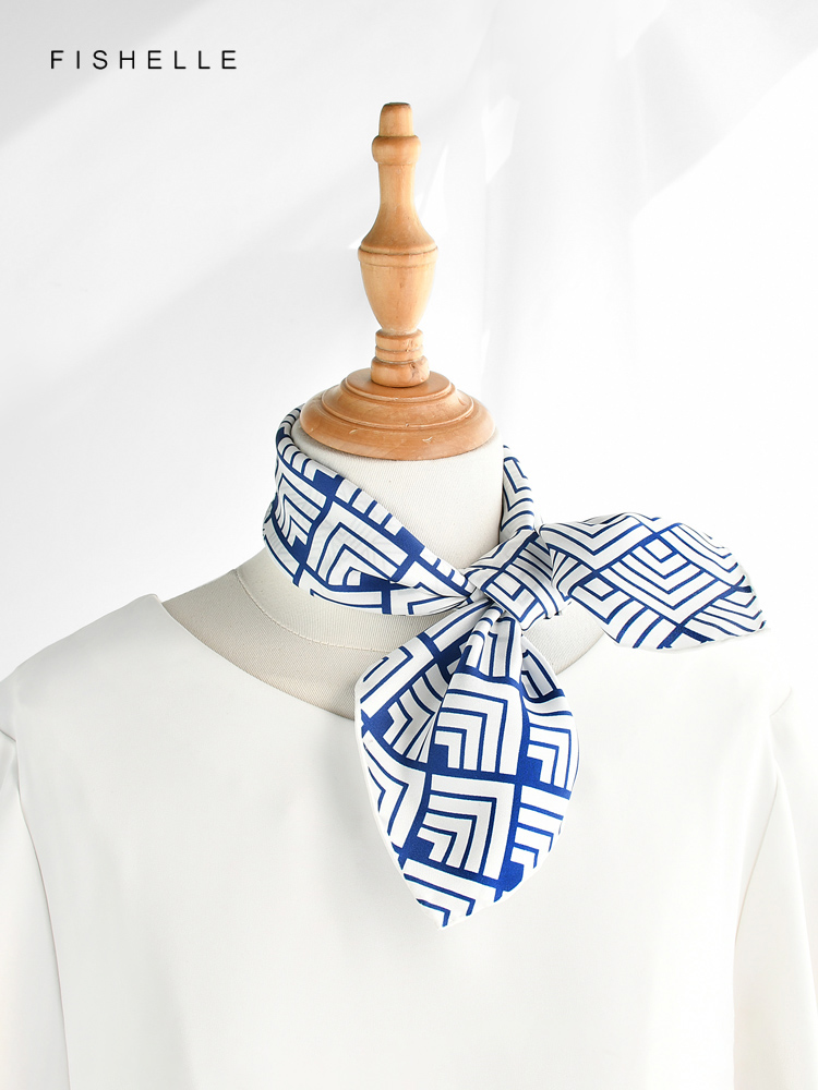 Geometric printed real silk tw - Face Scarf Mask recension och pris