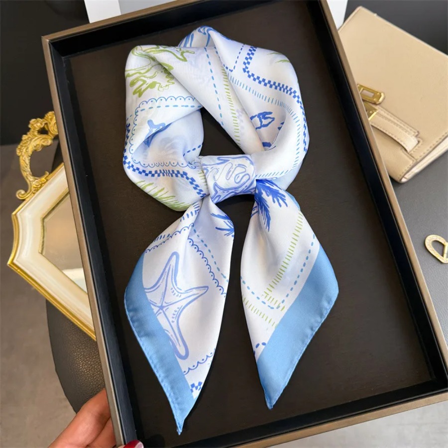 Blue Print Silk Square Scarf W - Bandana Cotton recension och pris